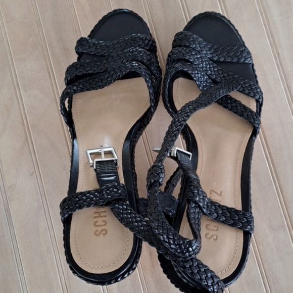 Schutz Corkscrew Leather Platform Woven Boho Braided Straps Block Heel Y2k - Picture 3 of 9